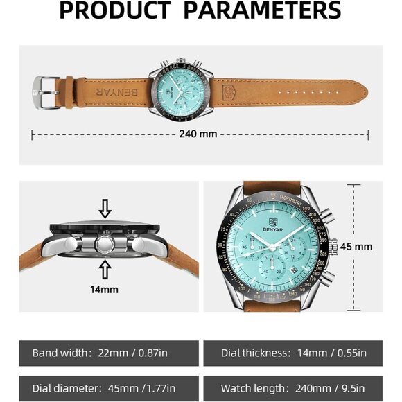 ⚡Watches for Men Analog Quartz Chronograph 30M Waterproof Luminous Elegant Gift - Picture 5 of 10